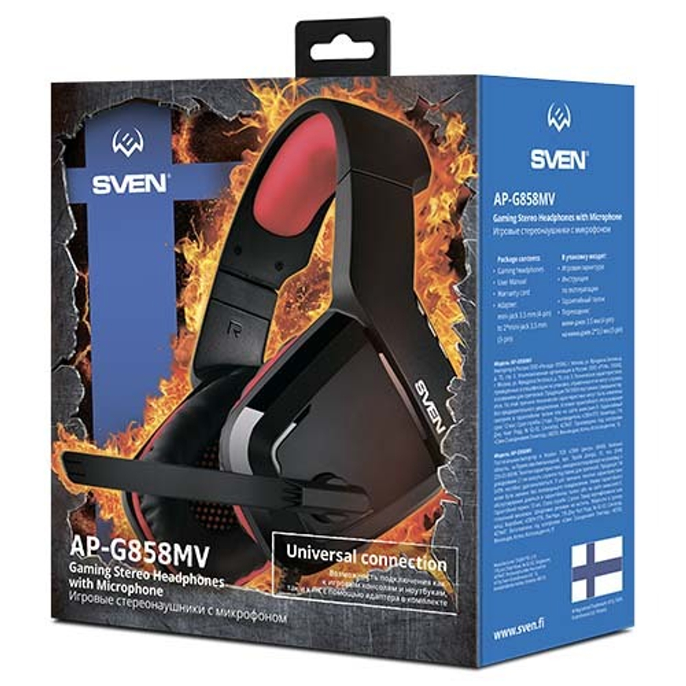 Игровые наушники с микрофоном SVEN AP-G858MV, черный-красный