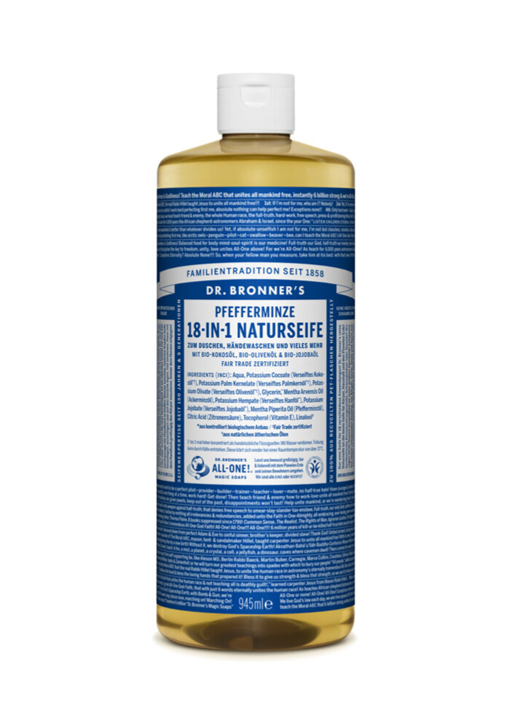 Натуральное мыло 18 в 1 со вкусом мяты перечной Dr. Bronner’s, 945 мл