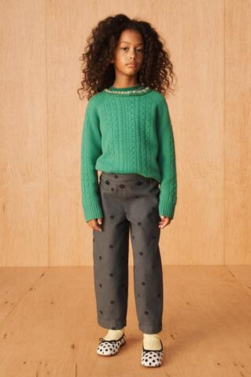 ZARA СВИТЕР С КРУГЛЫМ ВЫРЕЗОМ - LIMITED EDITION, ЗЕЛЕНЫЙ/ЭКРЮ