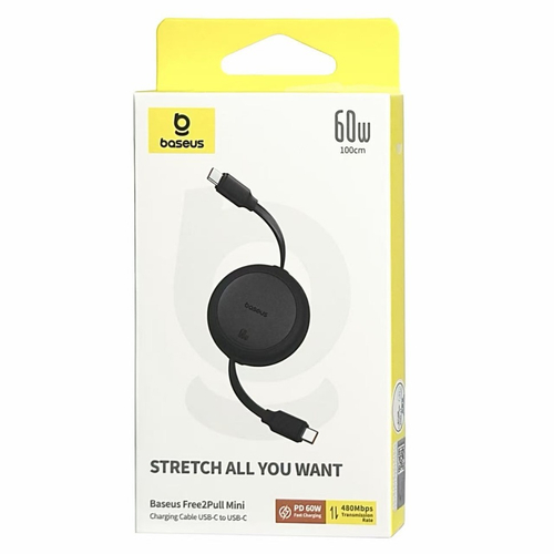 Кабель-зарядка Type-C на Type-C Baseus Free2Pull Mini Retractable 60W 1м (P10364500111-01) чёрный