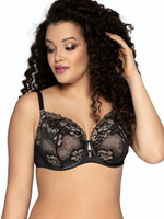 Эффектный бюстгальтер plus size с кружевной чашкой на косточке (Размер: 75L) (Цвет: красный)