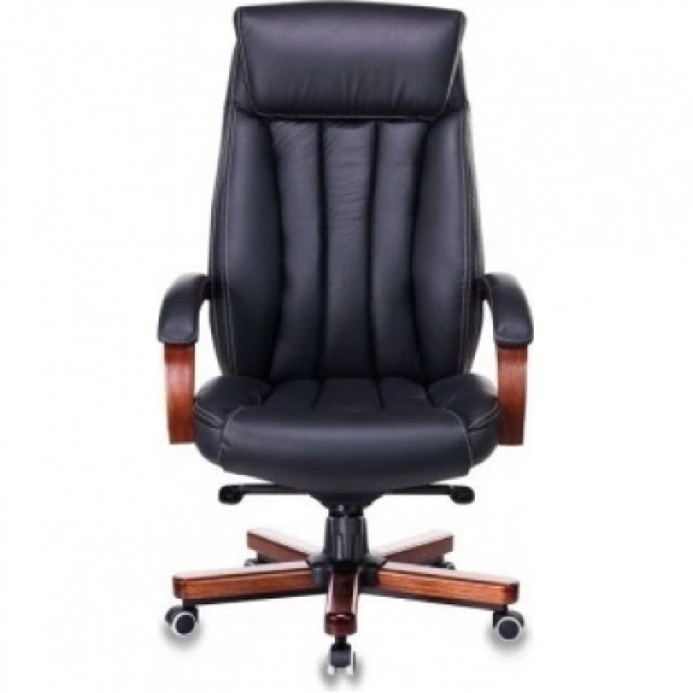 Кресло руководителя Бюрократ T-9922WALNUT/BLACK черный кожа крестовина дерево