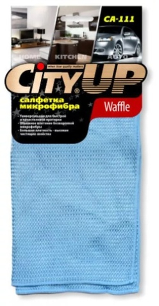 Салфетка микрофибра "CityUP-111 Waffle для стекла (уп1шт) 35х40см (в уп)