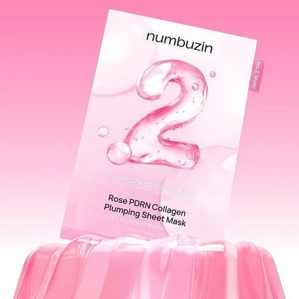 Numbuzin No.2 Rose PDRN Collagen Plumping Sheet Mask увлажняющая тканевая маска с ПДРН и коллагеном