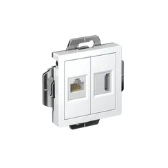 Розетка двойная HDMI + RJ45, Cat 5e Systeme Electric AtlasDesign Белый ATN000182