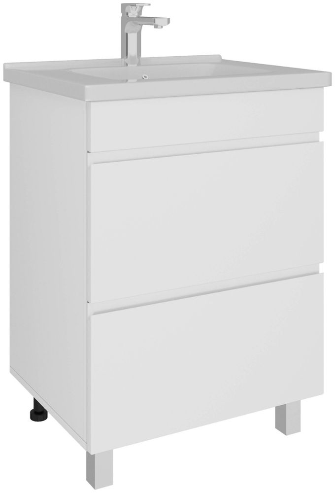 AVK5. Тумба напольная, 2 Ящика, 800, коллекция (Агата 2.0, ORBITA 1170-80, Белый снег, Эмаль Белая матовая)