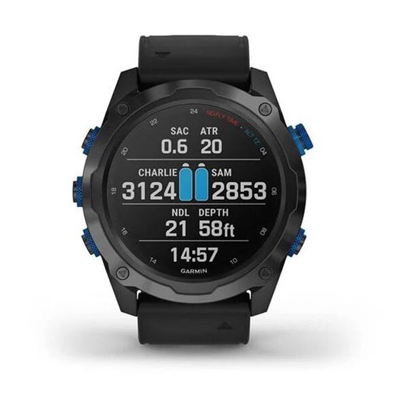 Умные часы - дайвинг компьютер Garmin Descent MK2i титановые с DLC-покрытием и черным ремешком