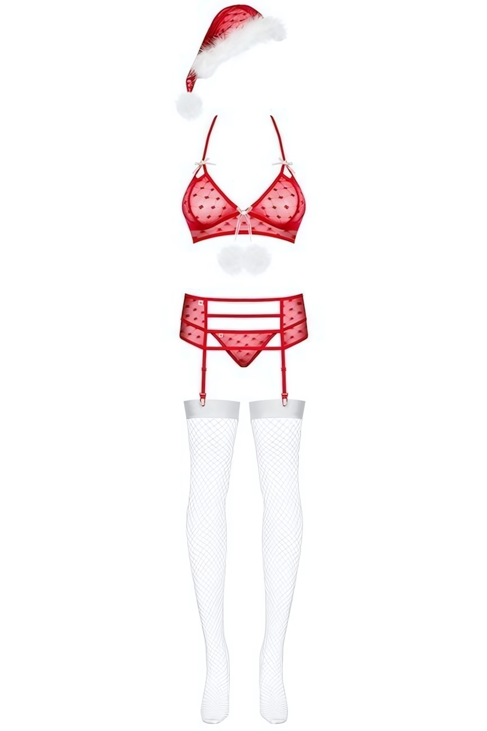 Новогодний комплект с пушком Santacutie Set SM (42-44) (Цвет: красный, белый)