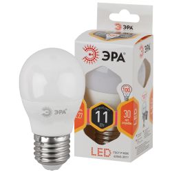 Лампа светодиодная ЭРА STD LED P45-11W-827-E27 11Вт шар теплый белый свет Е27 | Лампы cветодиодные Шар (G/P)