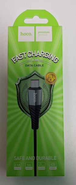 327_ Кабель USB - MicroUSB HOCO арт. X38 2,4A (черный) 1м (в оплетке) ш/к 6931474710543