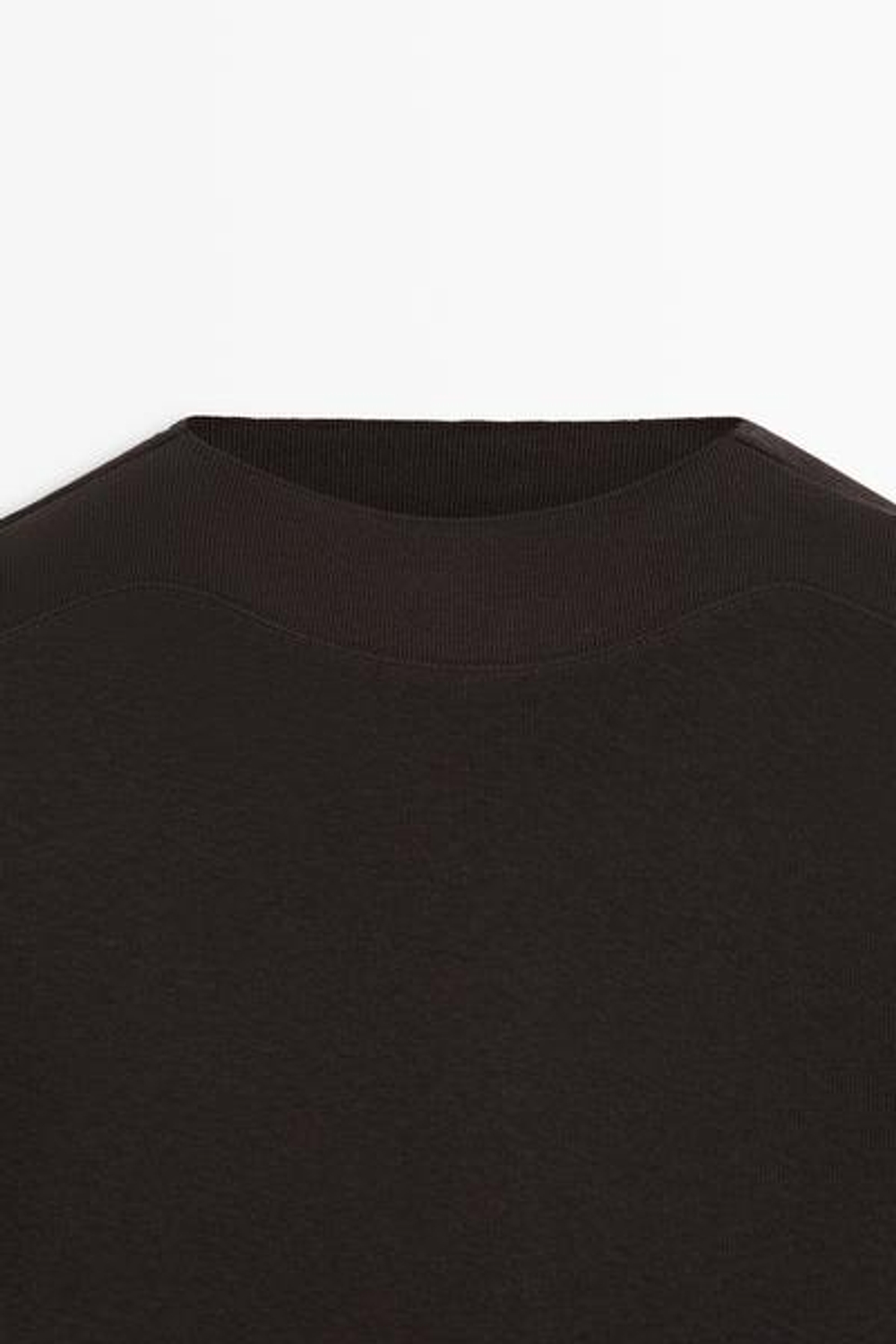 Massimo Dutti Футболка с воротником-стойкой и рукавами до локтя, кротово-коричневый
