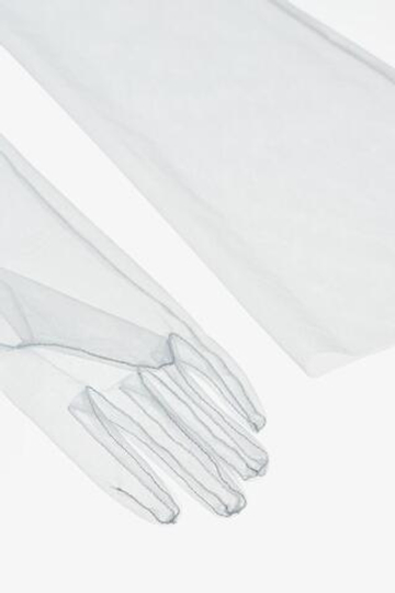 ZARA X JOHN GALLIANO ДЛИННЫЕ ПЕРЧАТКИ ИЗ ПОЛУПРОЗРАЧНОЙ ТКАНИ, БЕЛЫЙ