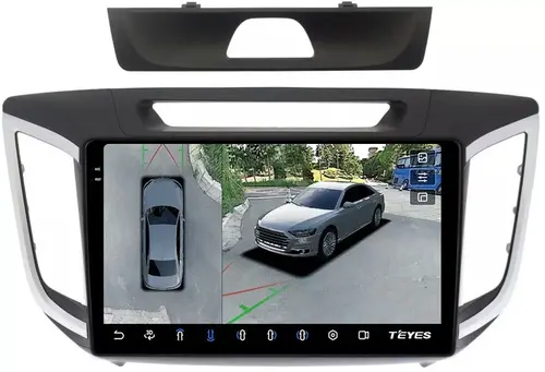 Магнитола для Hyundai Creta 1 2016-2021 (рамка 10) - Teyes CC3-2K-360 на Android 10, Быстрая, 2K QLED, CarPlay, 4G SIM-слот, 4 камеры в комплекте
