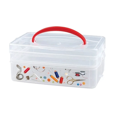 Коробка универсальная с ручкой и декором MULTI BOX 2 секции, 245Х160Х105 мм, Бесцветный (упаковка 15