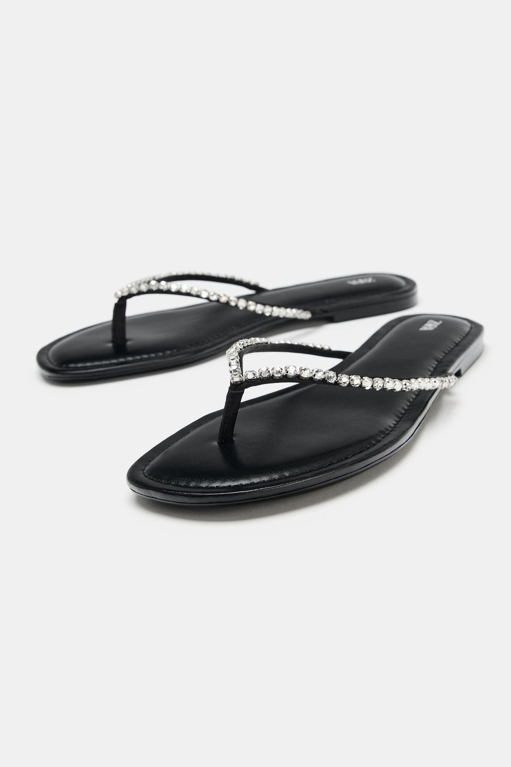ZARA САНДАЛИИ СО СТРАЗАМИ, ЧЕРНЫЙ