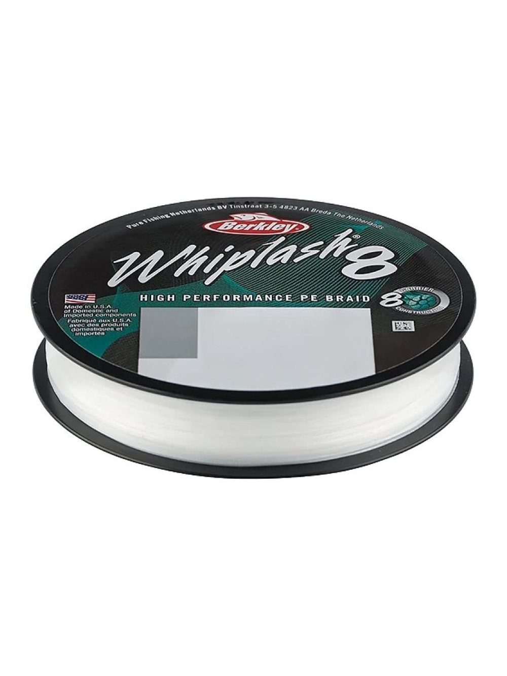 Шнур плетеный для рыбалки Berkley Whiplash8 Crystal (прозрачный), 300 м, 0,08 мм, 12,9 кг