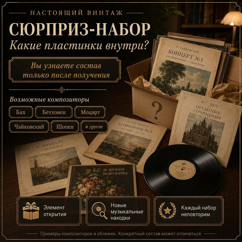Набор 5 Винтажных Виниловых Пластинок Классическй Музыки Случайная Подборка (СССР)