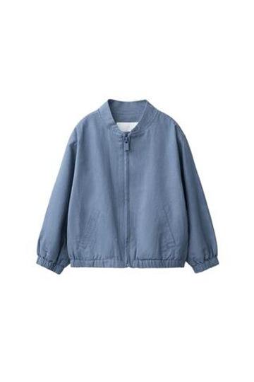 ZARA БОМБЕР ИЗ ХЛОПКА И ЛЬНА, СИНИЙ