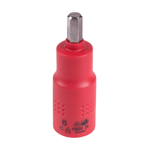 KING TONY (4025VE08) Насадка (бита) торцевая диэлектрическая 1/2", HEX, 8 мм, L = 75 мм