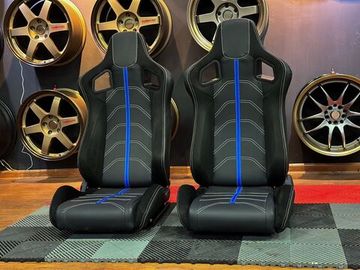 Сиденья спортивные JBR 1079 Black+Blue Leather (2шт)
