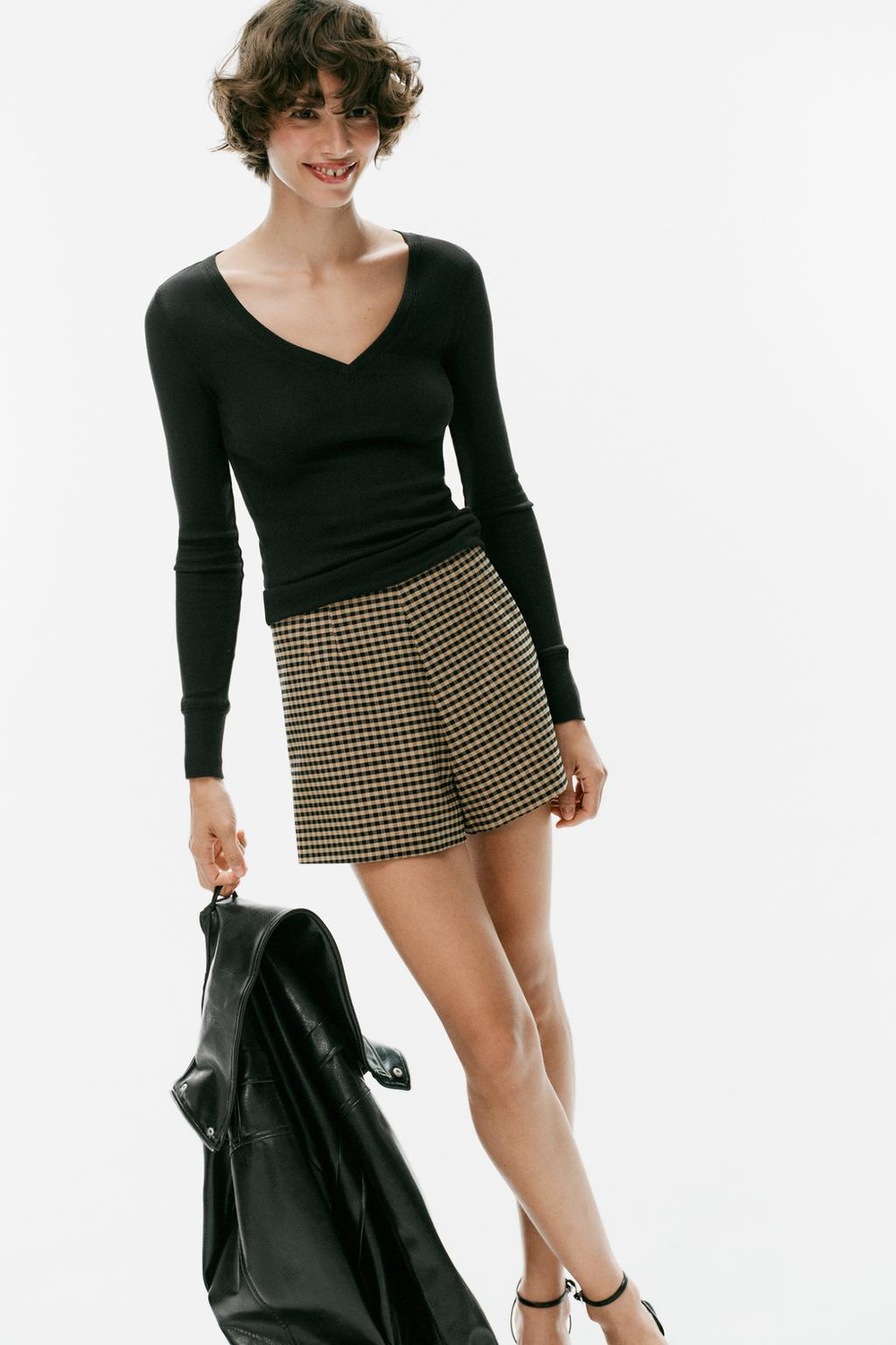 ZARA ШОРТЫ С ВЫСОКОЙ ПОСАДКОЙ, ГОРЧИЧНЫЙ
