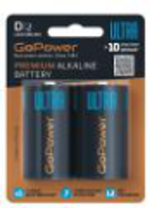 Батарейка GoPower ULTRA LR20 D BL2 Alkaline 1.5V(2/12/96)