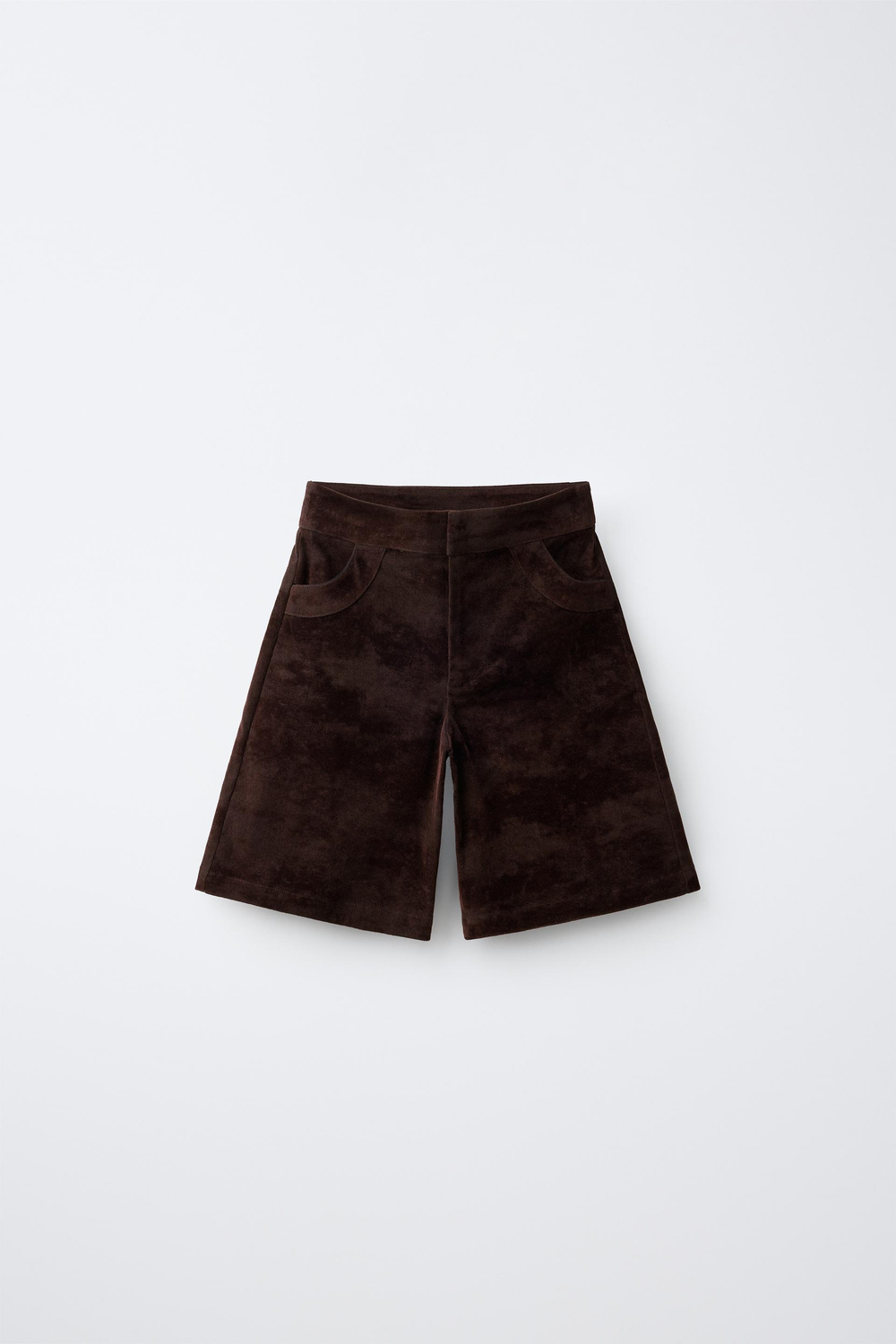 ZARA ДЛИННЫЕ БАРХАТНЫЕ ШОРТЫ, КОРИЧНЕВЫЙ