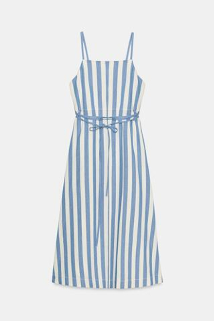 ZARA ПЛАТЬЕ МИДИ В ПОЛОСКУ — ZW COLLECTION, СИНИЙ/БЕЛЫЙ