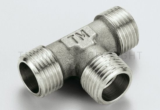 Тройник латунный Tiemme 3/4" НР с наружной резьбой никелированный фитинг 1500334