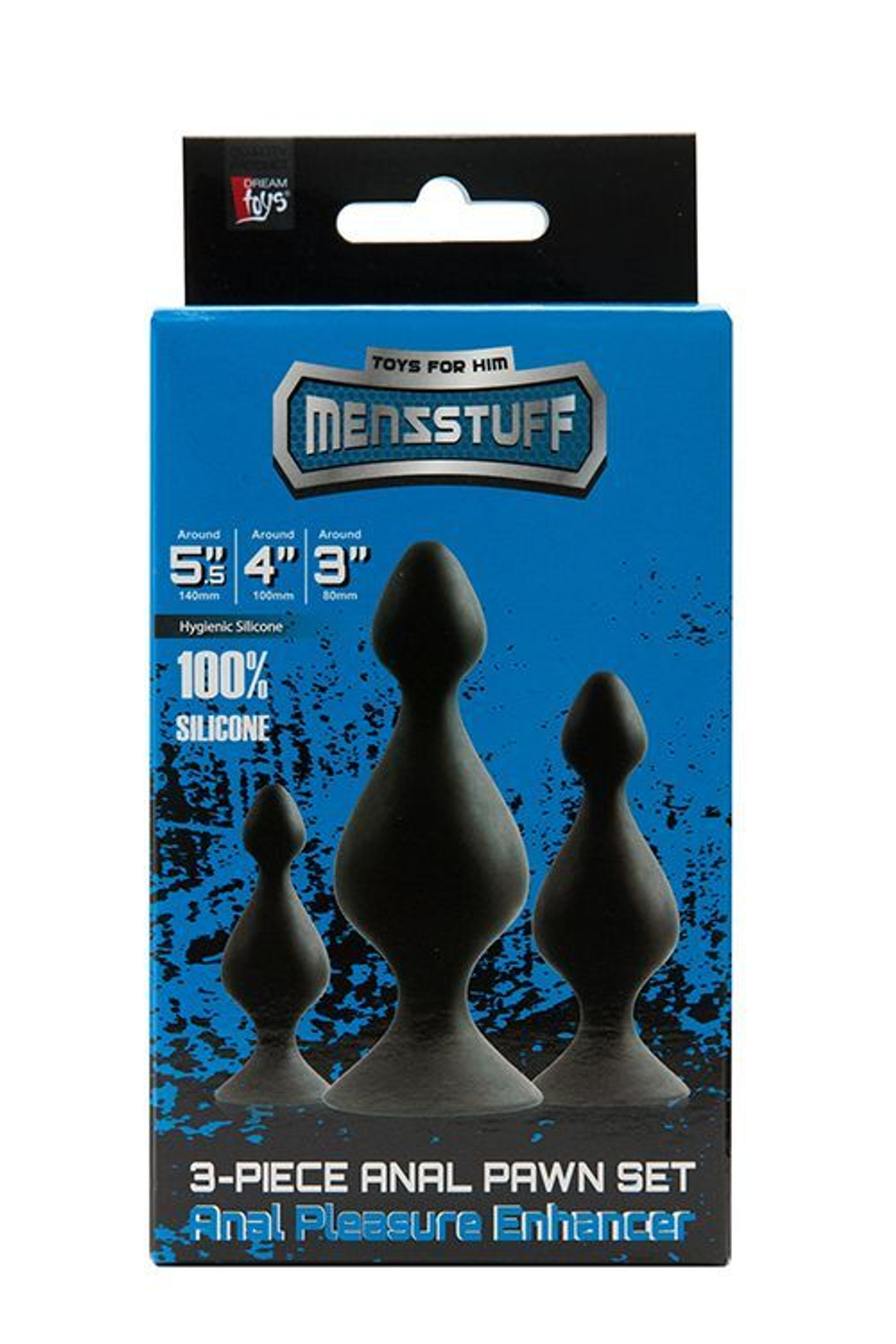 Набор из 3 чёрных анальных силиконовых втулок MENZSTUFF 3-PIECE ANAL PAWN SET (Цвет: черный)