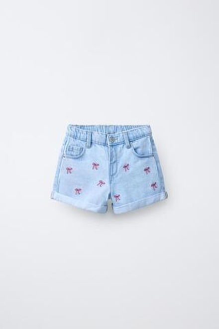ZARA ДЖИНСОВЫЕ MOM FIT С ВЫШИВКОЙ, ГОЛУБОЙ