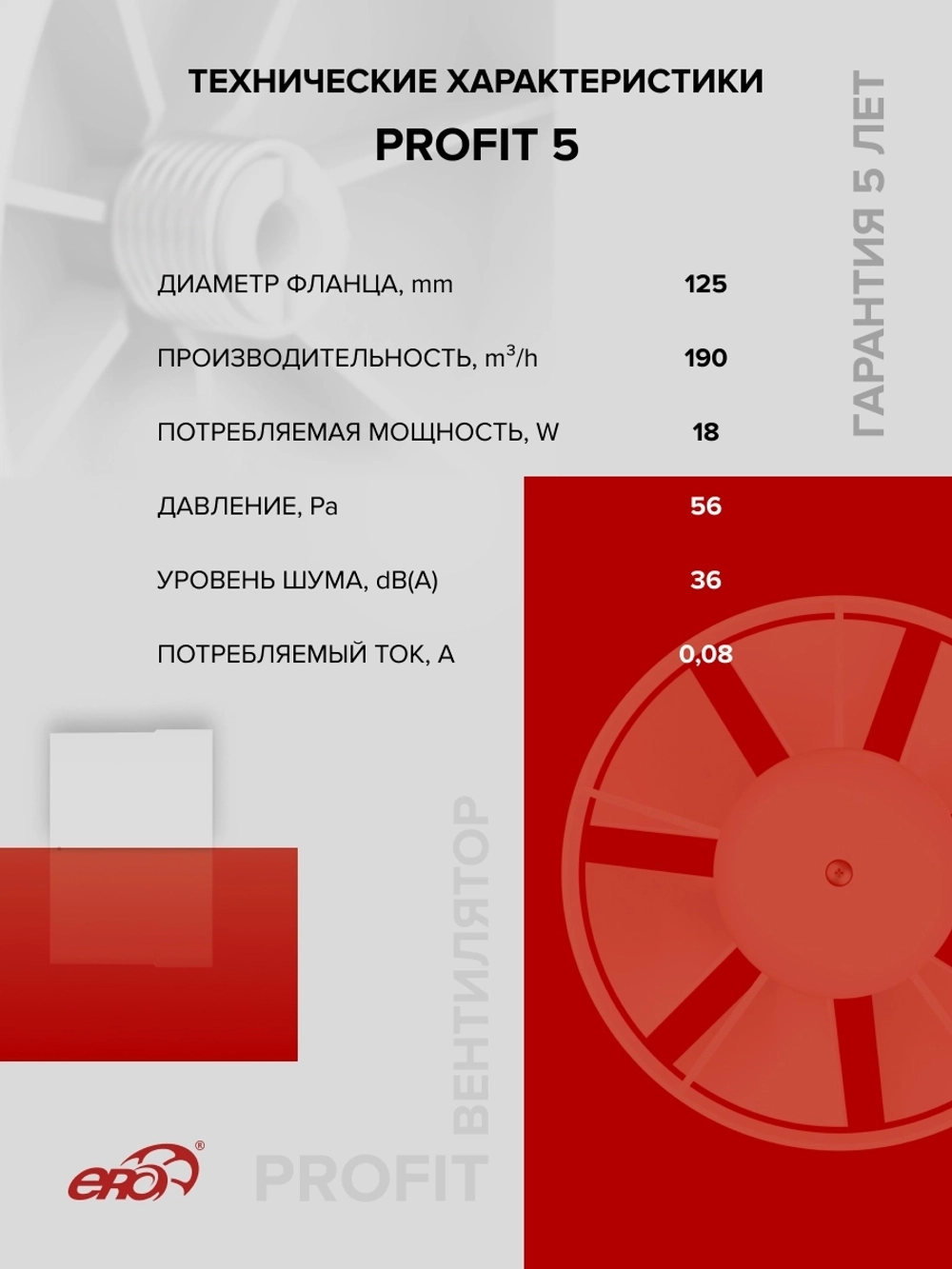 Вентилятор канальный PROFIT D125 осевой ERA