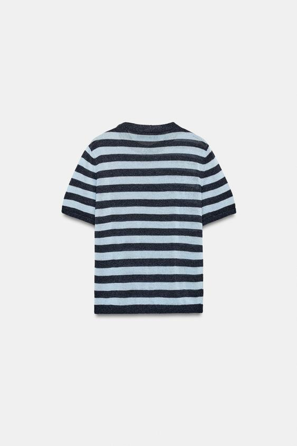 ZARA ТРИКОТАЖНЫЙ ТОП С КОРОТКИМИ РУКАВАМИ, МОРСКОЙ СИНИЙ