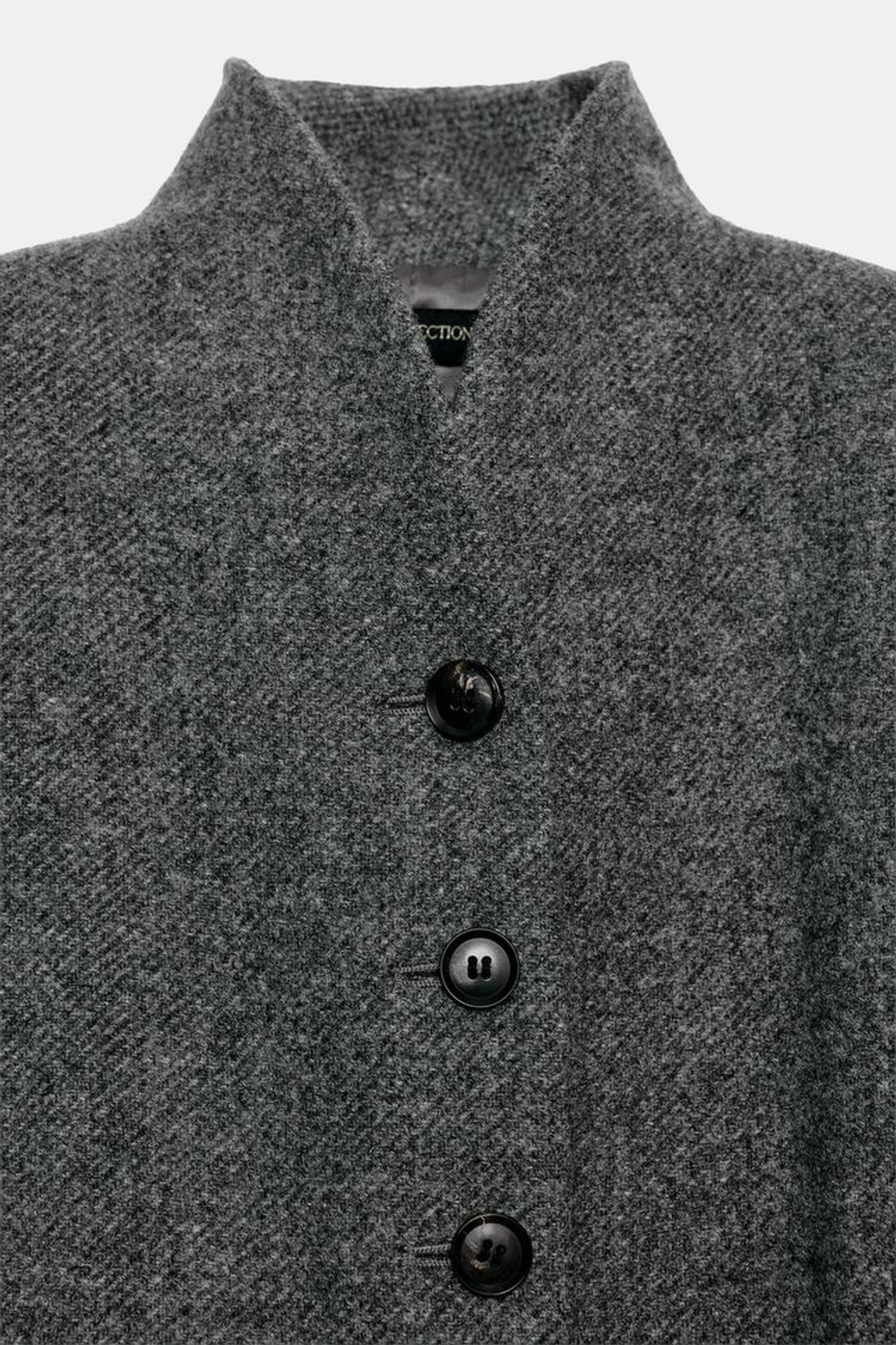 ZARA ШЕРСТЯНОЕ ПАЛЬТО С ПУГОВИЦАМИ — ZW COLLECTION, СЕРЫЙ
