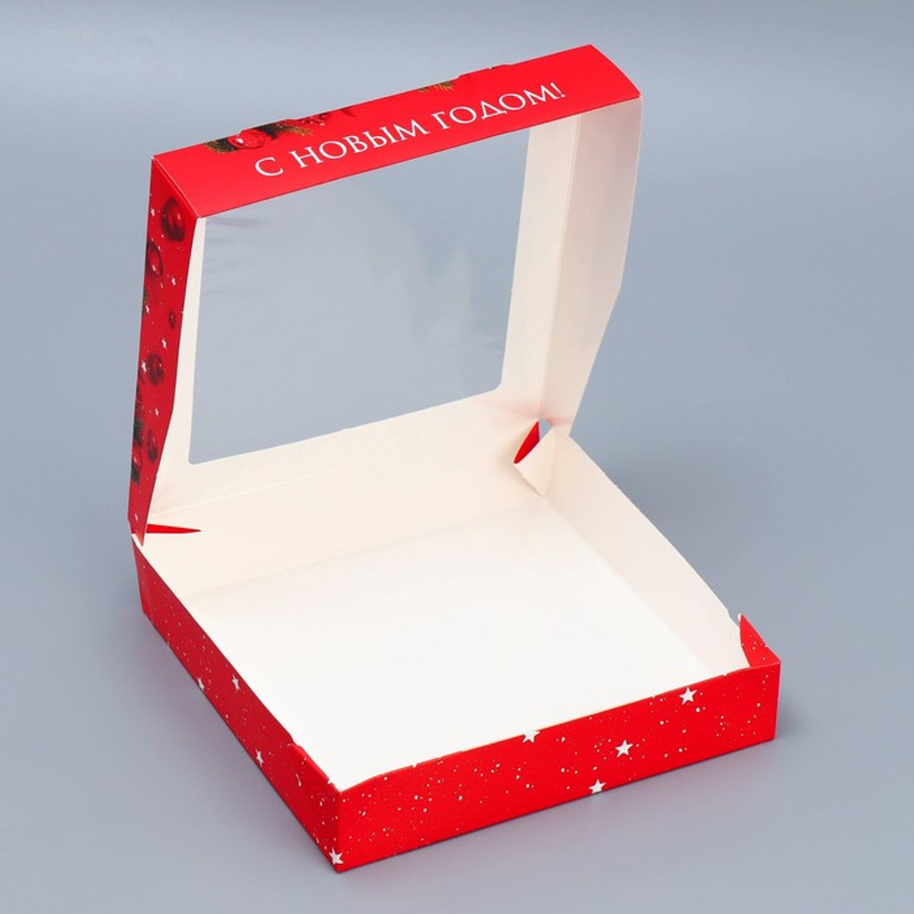 Коробка новогодняя, складная 20×20×4 см «С Новым годом»