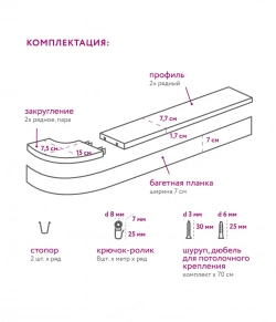 Пластиковый карниз с тиснением Legrand 3-х рядный Капелла 2000 мм