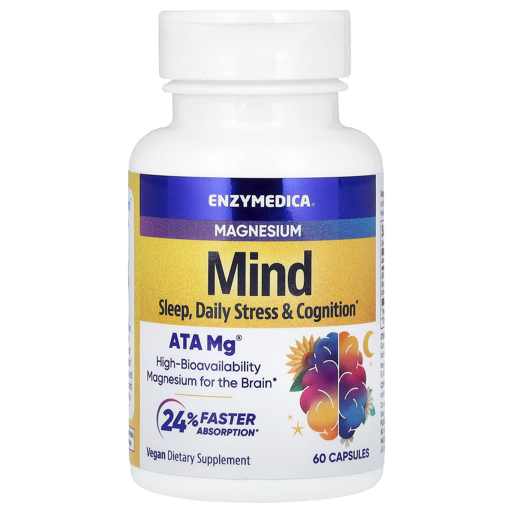 Enzymedica, Mind, магний, 60 капсул (350 мг в 1 капсуле)