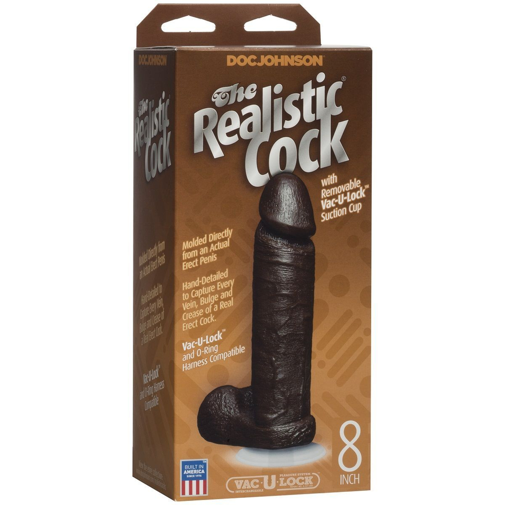 Коричневый фаллоимитатор The Realistic Cock 8” with Removable Vac-U-Lock Suction Cup - 20,57 см. (Цвет: коричневый)
