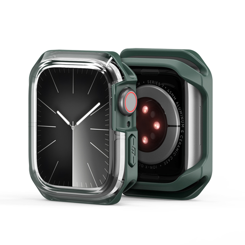 Чехол-бампер с зелеными вставками от Dux Ducis для часов Apple Watch 44мм для моделей 4, 5, 6 и SE, серия Tamo Series Case