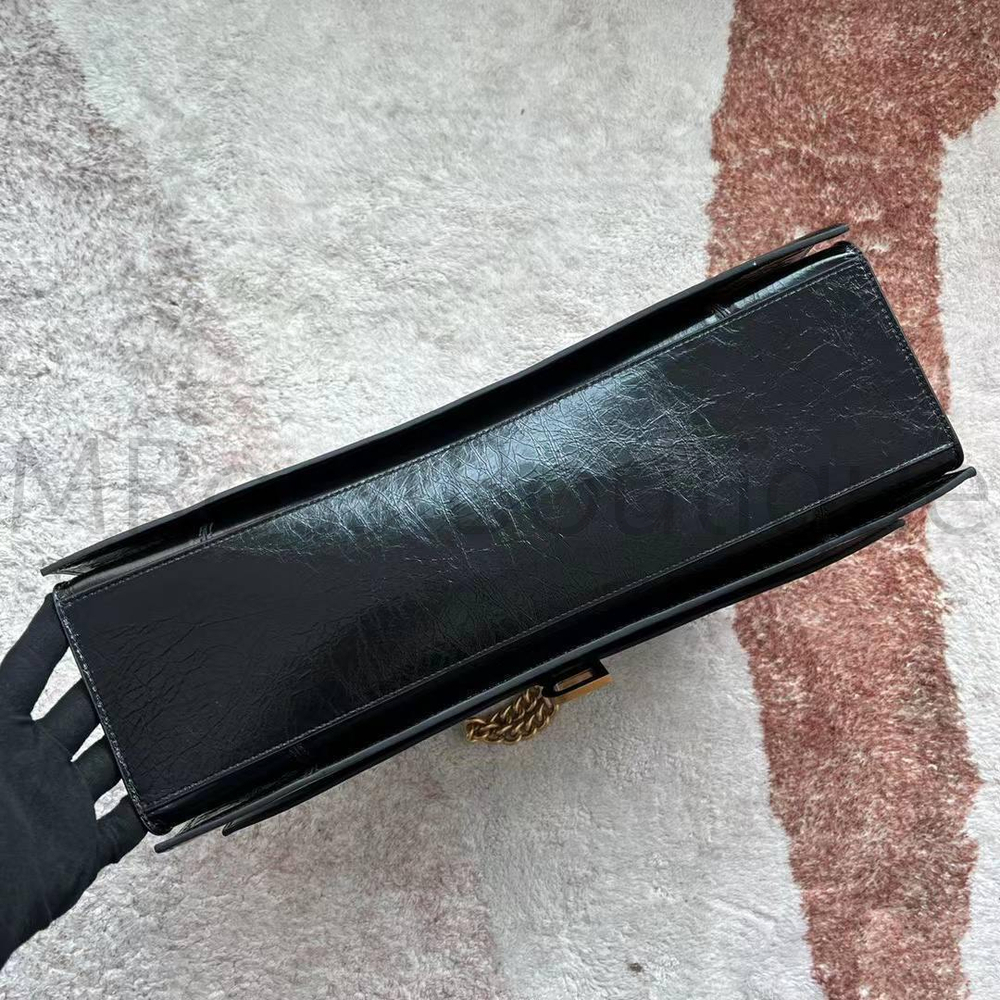 Сумка Balenciaga Crush Chain Medium черная кожаная через плечо