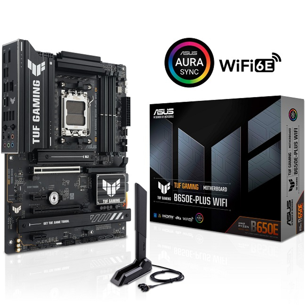 Материнская плата ASUS TUF GAMING B650E-PLUS WIFI (AM5/AMD B650E/4xDDR5/2xPCI-Ex16/3xM.2/SB7.1/Wi-Fi/BT/HDMI/DP/ATX)