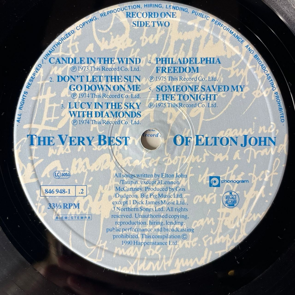 Винтажная виниловая пластинка LP Elton John, The Very Best Of Elton John (Нидерланды 1990)