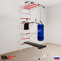 Шведская стенка Sv Sport усиленная 6261 (Турник рукоход/Брусья/Стойка/Скамья/Цепь/Мешок 15кг)