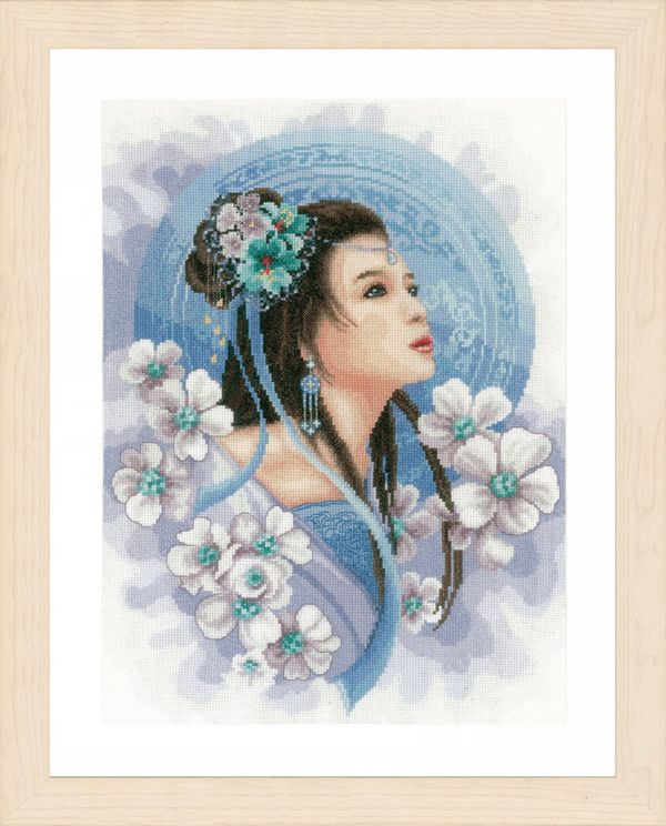 Набор для вышивания нитками Lanarte, Asian lady in blue, 30х41 см