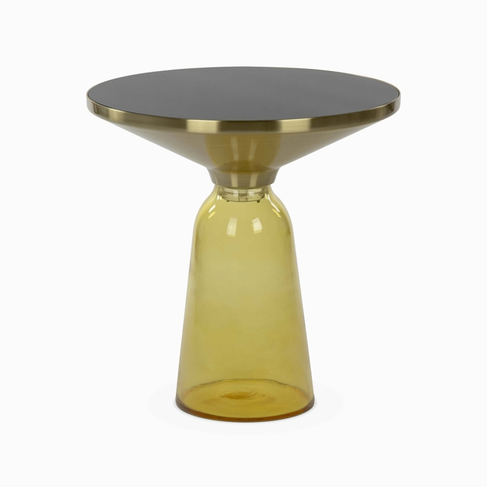 Кофейный столик Vaso Glass диаметр 50 стекло закалённое, желтый, черный