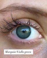 Бирюзово - зеленые натуральные цветные линзы Marquise Violla green / Для светлых и темных глаз / 12 месяцев