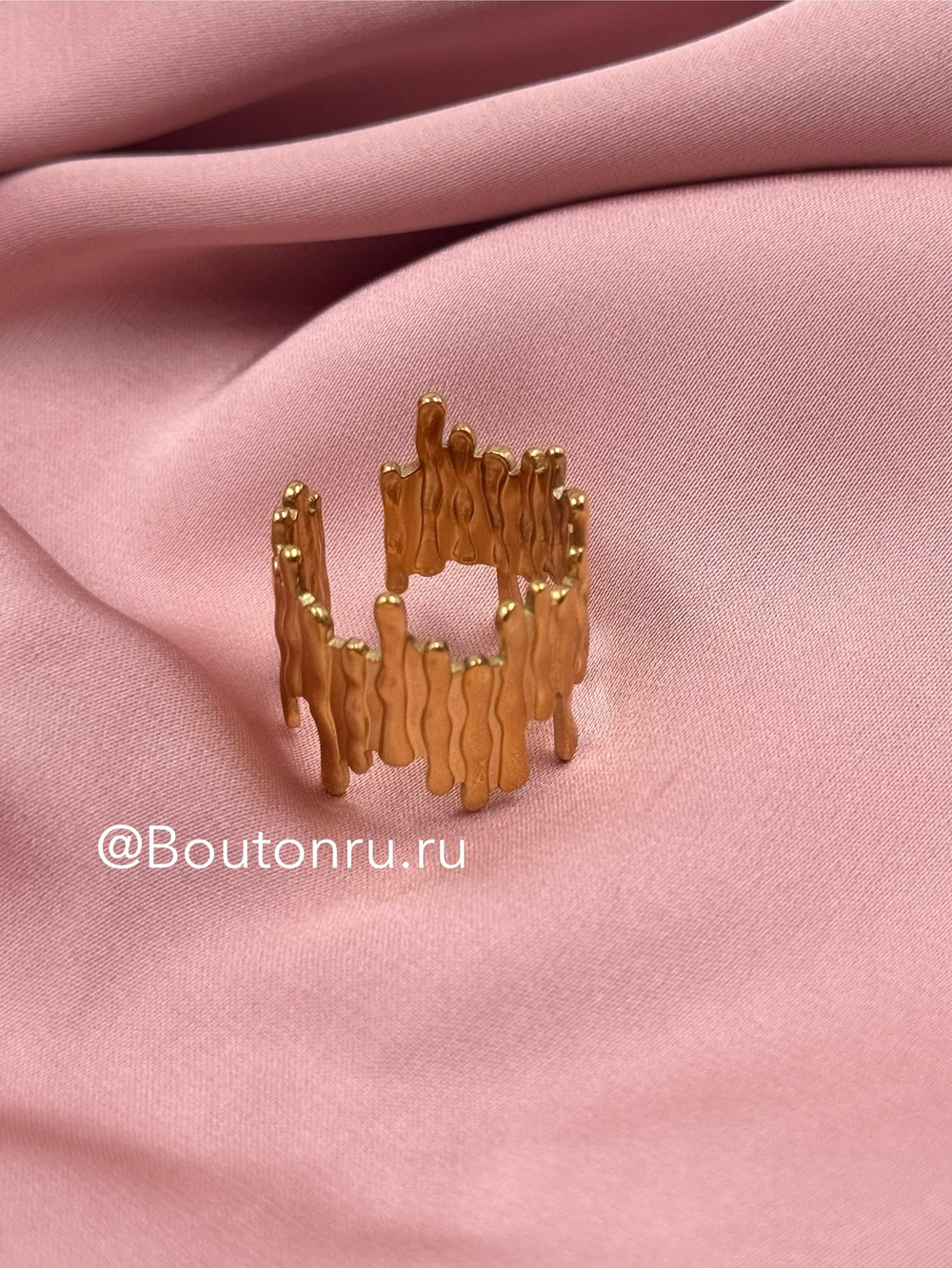 Кольцо золотистое "Лучи"