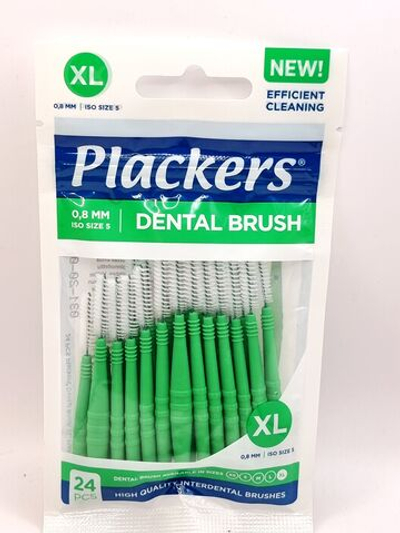 Межзубные ершики Plackers Dental Brush XL 0,8 мм 24 шт. зеленая