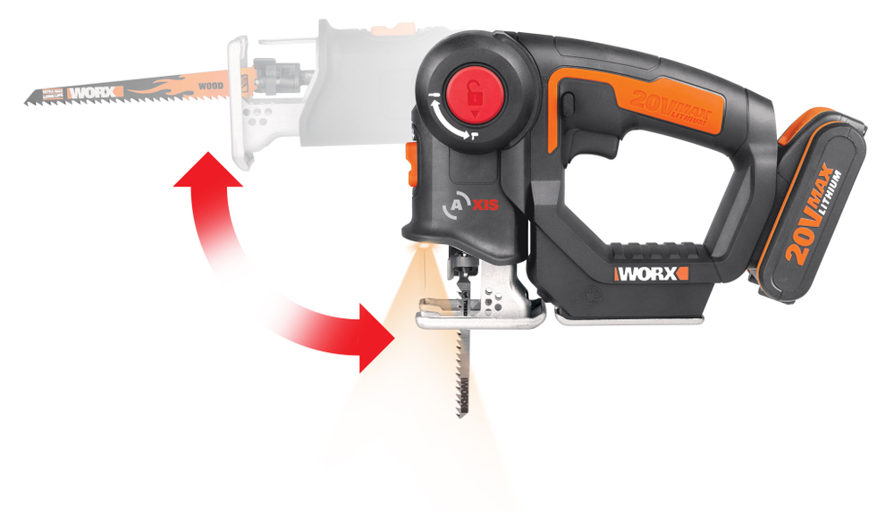 Лобзик-сабельная пила аккумуляторный WORX WX550 Axis