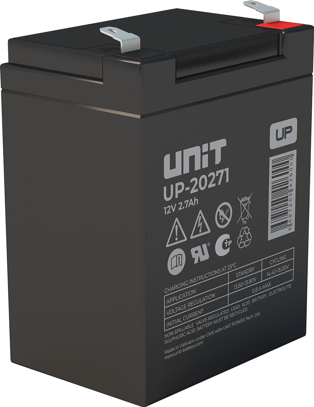 Аккумулятор UNIT UP-20271 - AGM ( 12В / 2,7Ач )